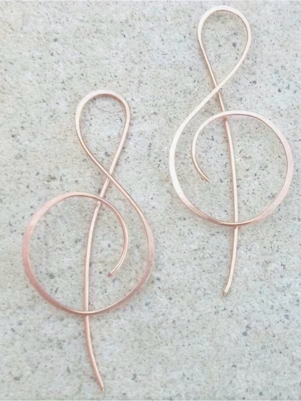 Rose Gold Treble Clef Hoop Earrings - Women Jewelry Earrings